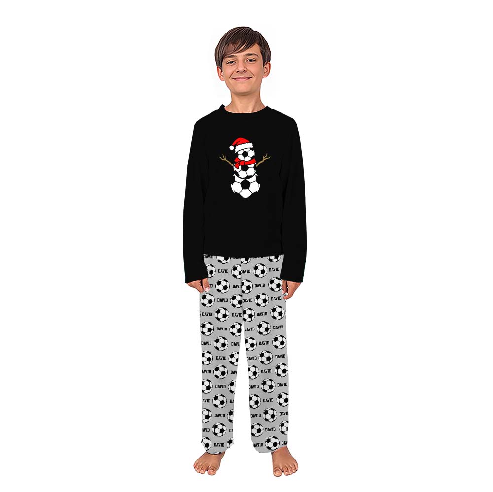 Soccer Snowman Matching Family Pj Sets With Custom Name 6